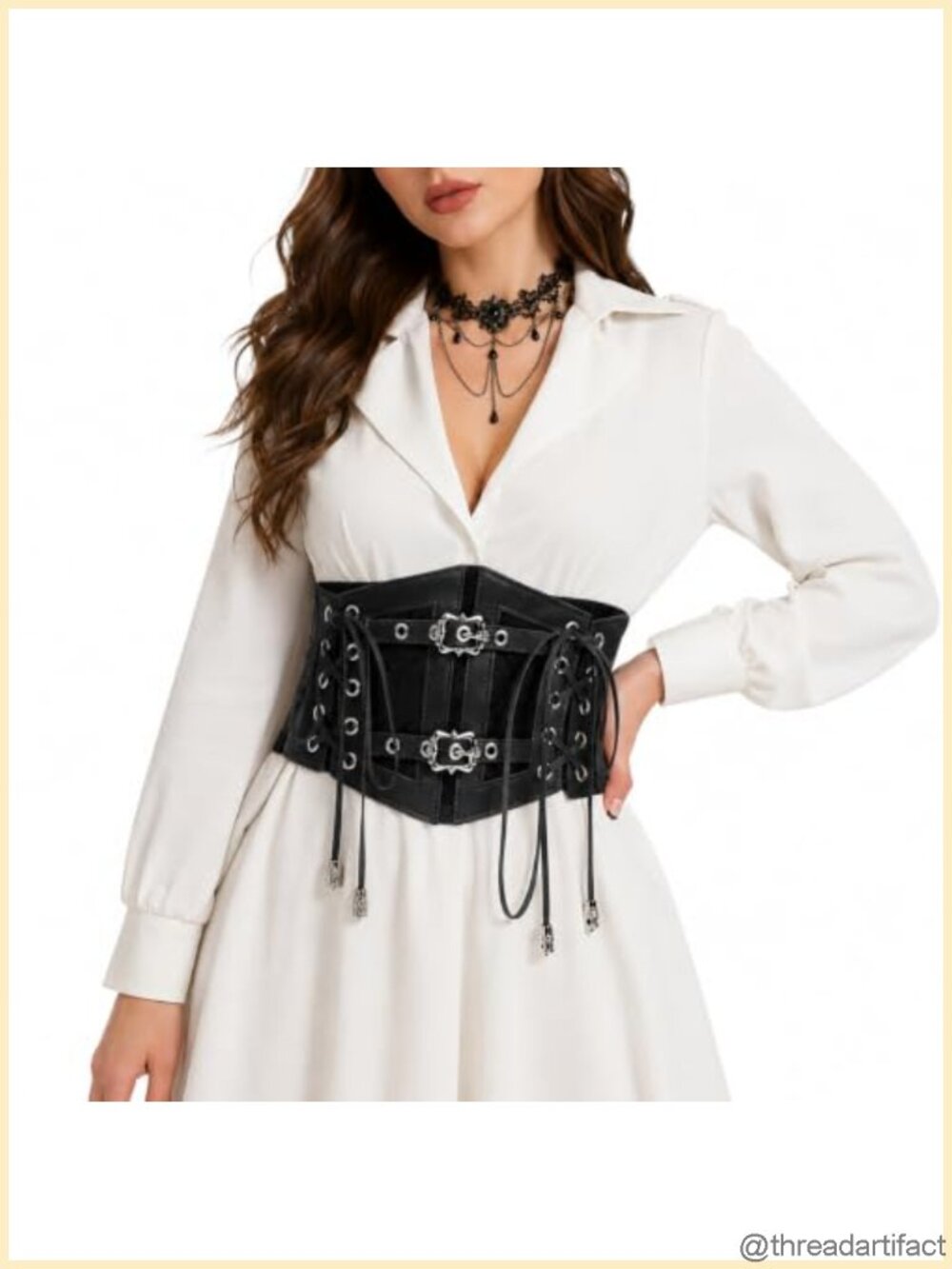 Faux Leather Lace-Up Corset Belt Renaissance Cinch Waist Costume Accessory